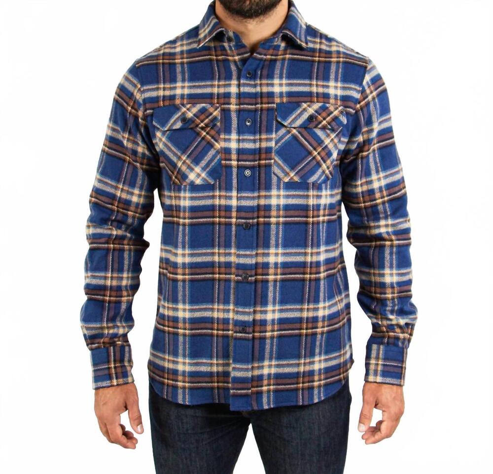 NEW MUSKOX field grand flannel long sleeve shirt in pecan plaid